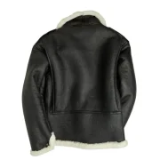 Philip Black Shearling Fur B6 Bomber Leather Jacket - Image 3