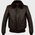 Parker A2 Shearling Brown Bomber Leather Jacket