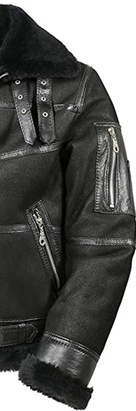 Mens-Aviator-B16-Shearling-Fur-Sheepskin-Leather-Black-Jacket.jpg Adams Aviator B16 Shearling Fur Sheepskin Jacket - Image 3