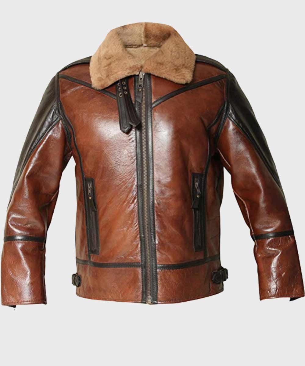 Mens-Aviator-B3-Brown-Distressed-Shearling-Jacket.jpg Thompson Distressed Shearling Aviator SF Jacket - Image 1