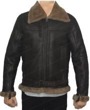 Luke-SF Aviator Dark Brown Sheepskin Leather Jacket - Image 2