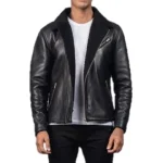 Ryan Black Asymmetrical Zipper Shearling Jacket