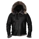 Robert All Black Shearling B3 Parka Jacket