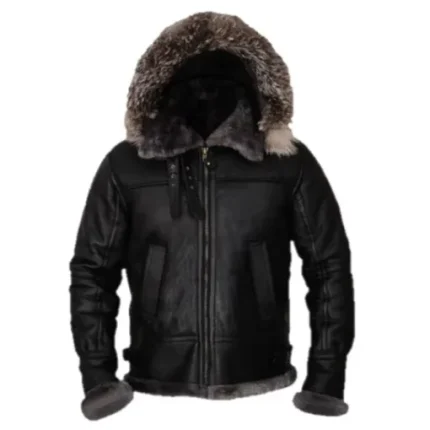 Robert All Black Shearling B3 Parka Jacket