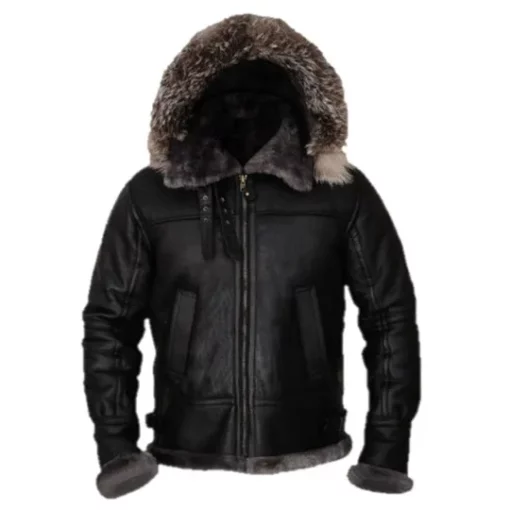 Mens-Black-Shearling-Fur-B3-Bomber-Parka-Leather-Jacket-With-Hood-510x510-1.webp Robert All Black Shearling B3 Parka Jacket - Image 1