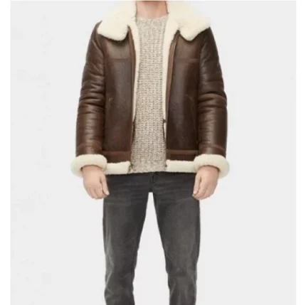 Danielle Aviator Brown Sheepskin Shearling Jacket