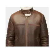 Danielle Aviator Brown Sheepskin Shearling Jacket - Image 3