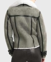 Chelsea Soft Shearling Fur Collar Grey Jacket - Image 3