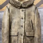 Jamie Hooded Shearling Parka Leather Jacket