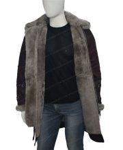 Allen RAF B16 Bomber Long Sheepskin Leather Trench Coat - Image 2