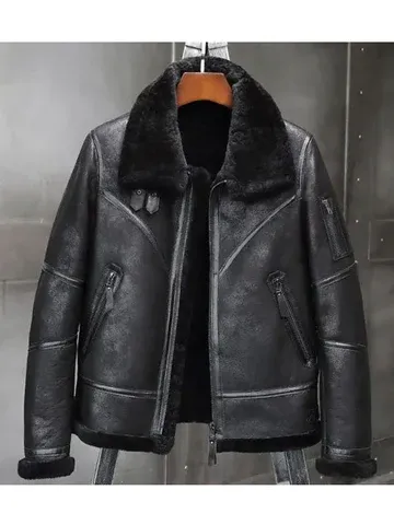 Nicholas-SF Shearling Aviator Black Leather Jacket