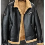 Donald-SF Shearling Black RAF Bomber Leather Jacket