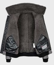 Robinson Shearling Grey B2 Leather Jacket - Image 2