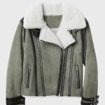 Chelsea Soft Shearling Fur Collar Grey Jacket