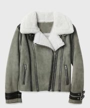 Chelsea Soft Shearling Fur Collar Grey Jacket