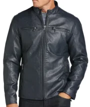 Modern Fit Real Leather Motorcycle Jacket - Image 2
