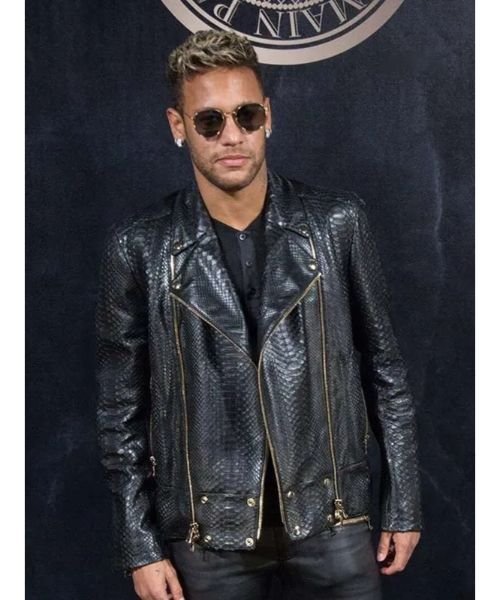 Neymar-Python-Black-Jacket.jpg Neymar Python Black Leather Jacket - Image 1