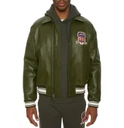 Avirex Olive Icon Leather Jacket - Image 2