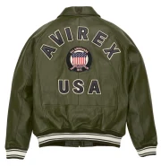 Avirex Olive Icon Leather Jacket - Image 3