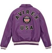 Avirex Purple Icon Leather Jacket - Image 3