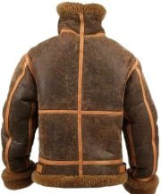 Victor RAF Brown Bomber Shearling Fur Jacket - Image 2