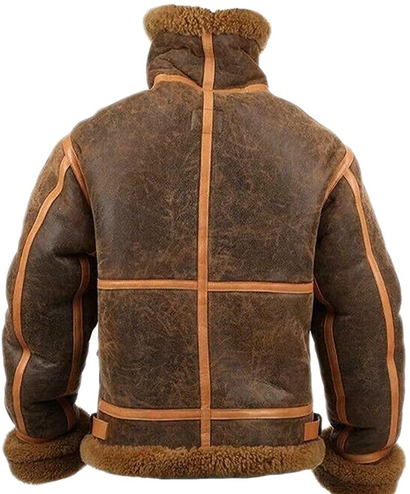 RAF-Mens-Brown-Bomber-Real-Shearling-Fur-Sheep-Leather-Flying-Aviator-Jacket.jpg Victor RAF Brown Bomber Shearling Fur Jacket - Image 2