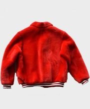 Kayla Red Fur Sheep Bomber Jacket - Image 2