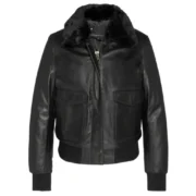 Shaun Black Bomber Sheepskin Real Leather Jacket