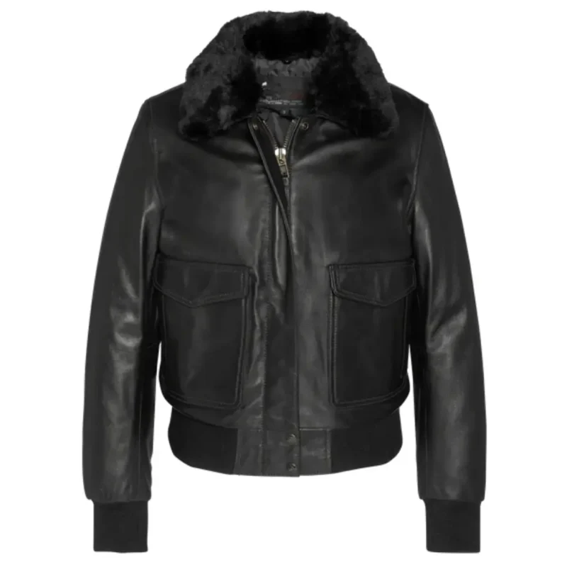 Shaun Black Bomber Sheepskin Real Leather Jacket