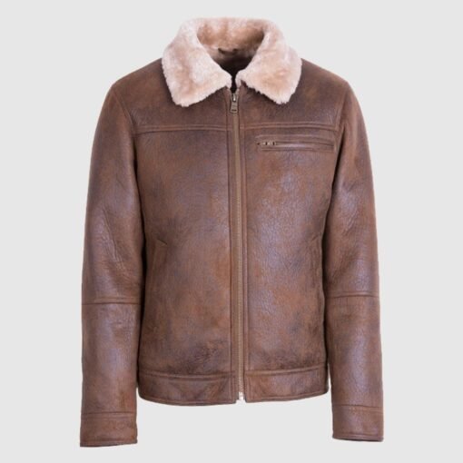 Shearling-Fur-Brown-Leather-Jacket-510x510-1.jpg Wilson Shearling Aviator Sheepskin Jacket - Image 1