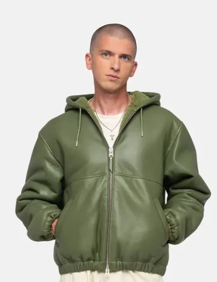 Stussy Work Olive Green Shearling Jacket