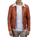 Howard Tan Brown Fur Collar Leather Jacket