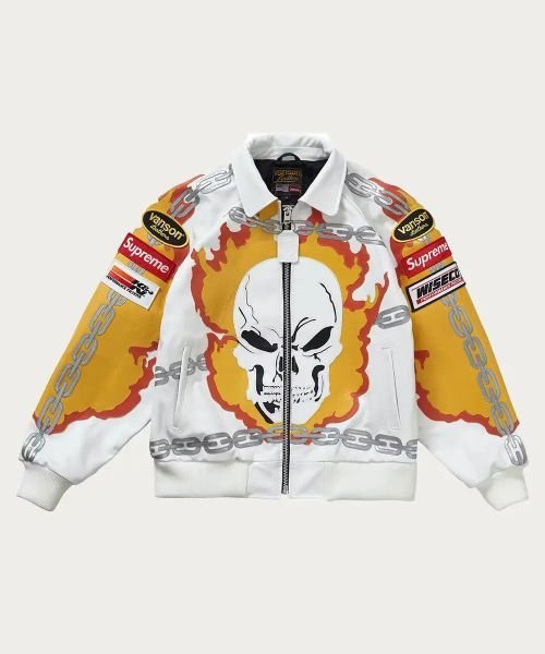 Travis-Barker-Supreme-Ghost-Rider-Bomber-Leather-Jacket.jpg Supreme Vanson Leathers Ghost Rider Leather Jacket - Image 4