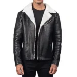Justin White Shearling Black Leather Jacket