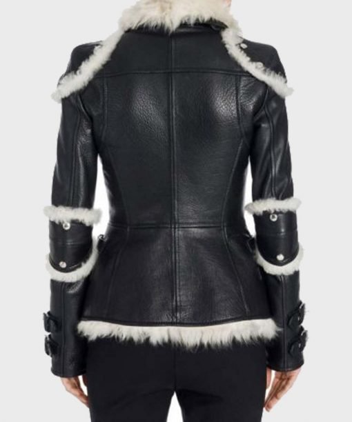 Womens-Black-Leather-Shearling-Biker-Jacket-3.jpg Leah Black Sheepskin Shearling Biker Jacket - Image 2