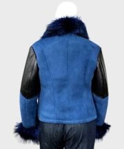 Anna Blue Shearling Sheepskin Leather Jacket - Image 2
