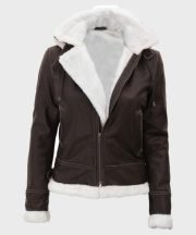 Jasmine Dark Brown Jacket with hood - Image 3