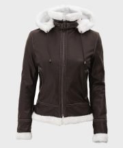 Jasmine Dark Brown Jacket with hood - Image 2
