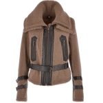 Jenna Double-Collar Brown Shearling Fur Jacket