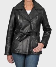 Corey Shearling Leather Black Jacket