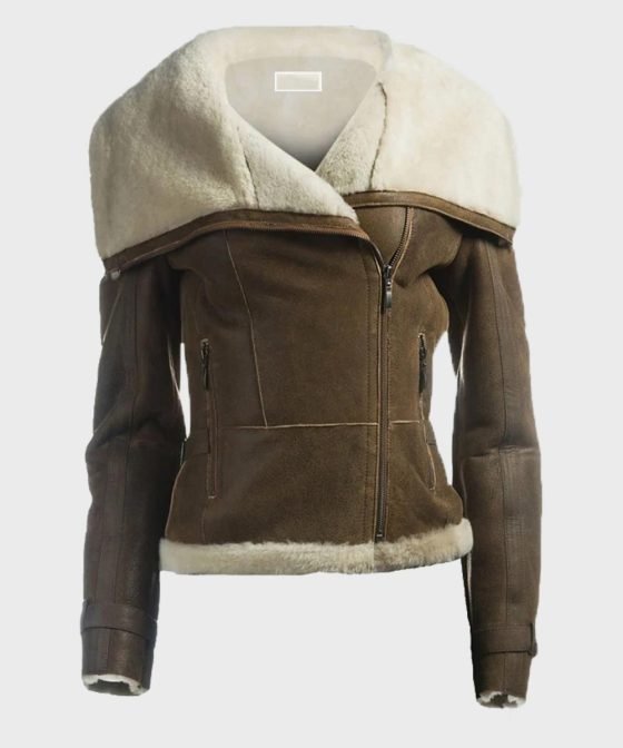 Dana Soft Shearling Sheepskin Leather Brown Jacket