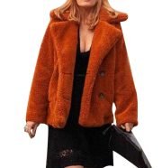 Yellowstone Beth Dutton Orange Shearling Fur Coat - Image 6