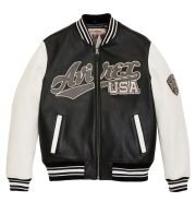 Avirex Black Script USA Varsity Leather Jacket