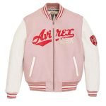 Avirex Pink Script USA Varsity Leather Jacket