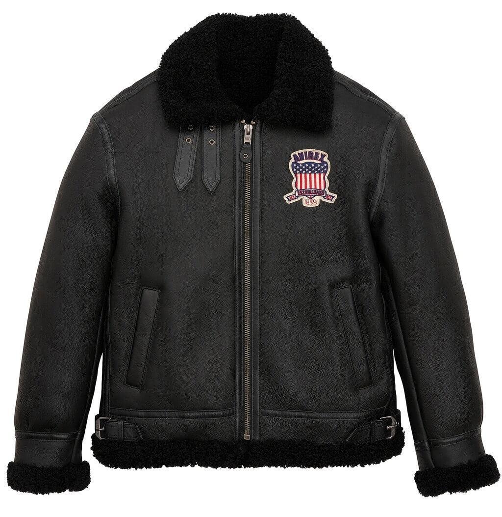 b1 Avirex Black Shearling Leather Jacket - Image 1