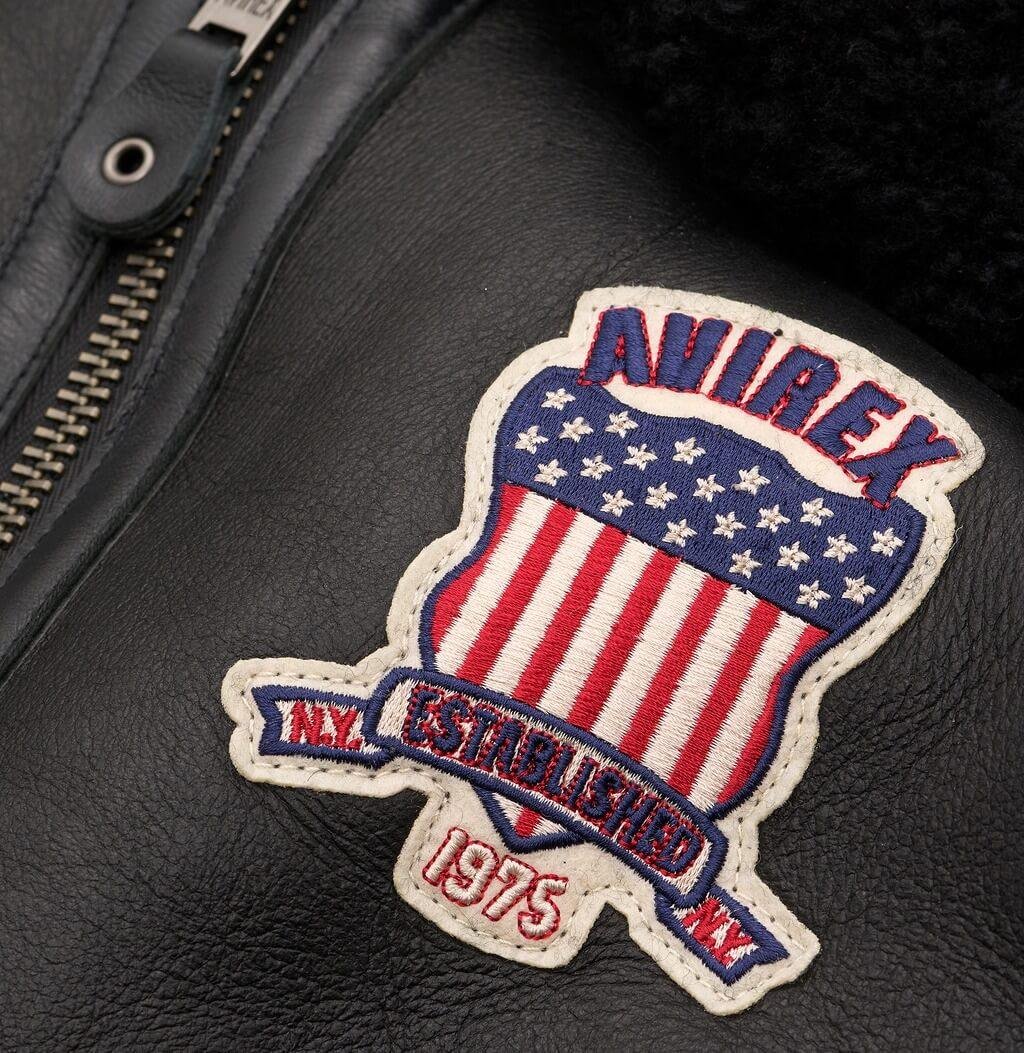 b4 Avirex Black Shearling Leather Jacket - Image 4