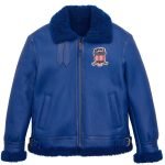 Avirex Blue Shearling Leather Jacket