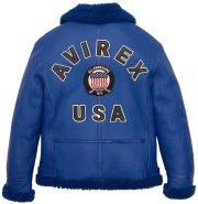Avirex Blue Shearling Leather Jacket - Image 2