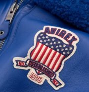 Avirex Blue Shearling Leather Jacket - Image 4