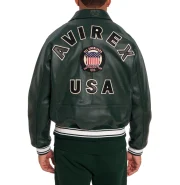 Avirex Hunter Green Icon Leather Jacket - Image 4